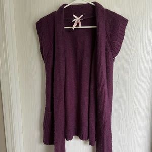 Purple Derek Heart sweater vest, with attached scarf.